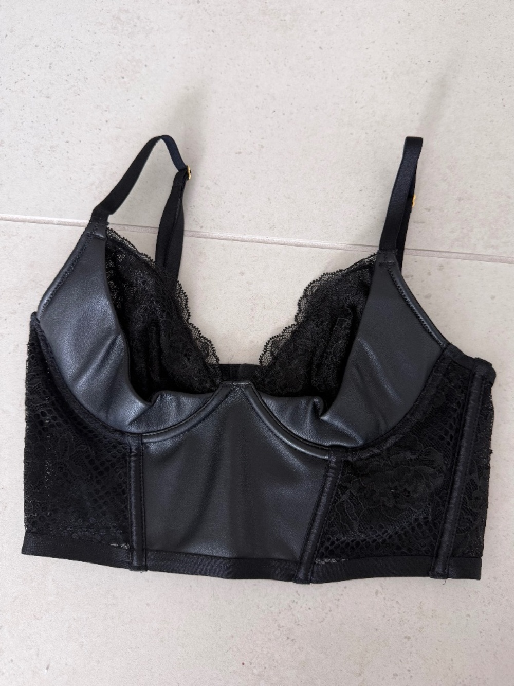 Victoria Secret Leather Corset Bra Top 32B - Picture 1 of 2